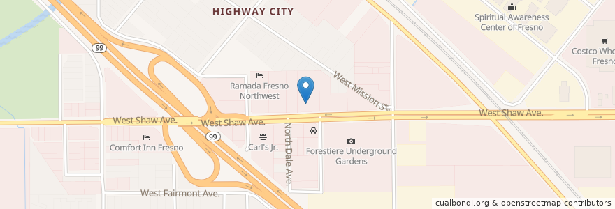Mapa de ubicacion de In-N-Out Burger en Соединённые Штаты Америки, Калифорния, Fresno County, Fresno.