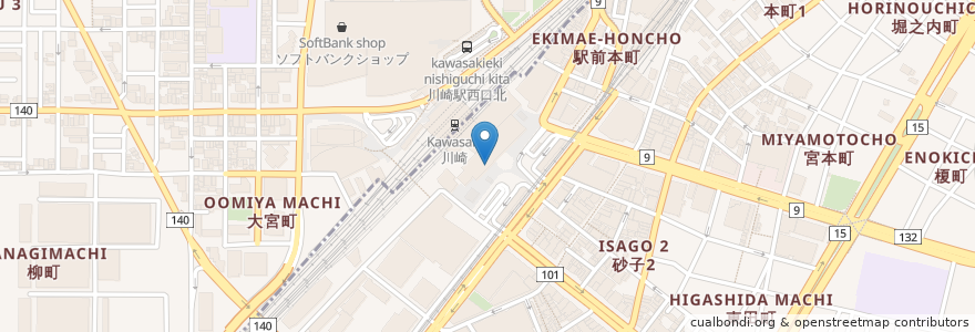 Mapa de ubicacion de Krispy Kreme en 일본, 가나가와현, 川崎市.