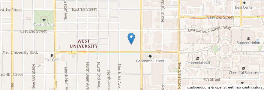 Mapa de ubicacion de UofA Lot 3175 en 美利坚合众国/美利堅合眾國, 亚利桑那州 / 亞利桑那州, Pima County, Tucson.