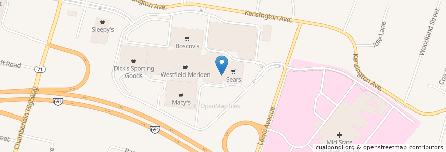 Mapa de ubicacion de Burgerim en 미국, 코네티컷, New Haven County, Meriden.