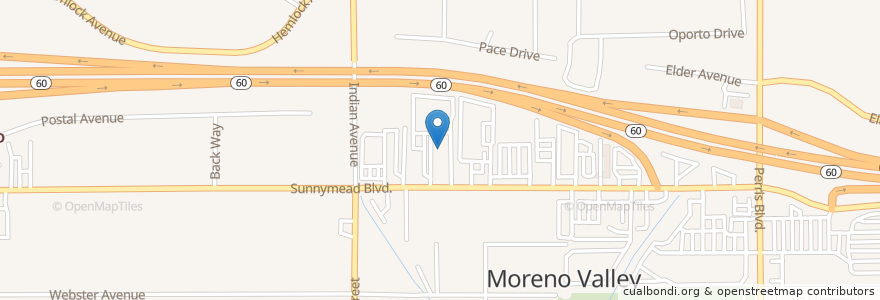 Mapa de ubicacion de New Harvest Church en Vereinigte Staaten Von Amerika, Kalifornien, Riverside County, Moreno Valley.