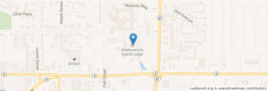 Mapa de ubicacion de Grand Lodge Theater en 미국, 오리건, Washington County, Forest Grove.