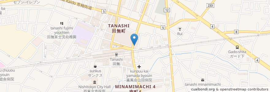 Mapa de ubicacion de 三菱UFJ銀行 en Japonya, 東京都, 西東京市.