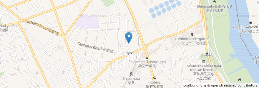 Mapa de ubicacion de 柴又八幡神社 en Japon, Tokyo, 葛飾区.