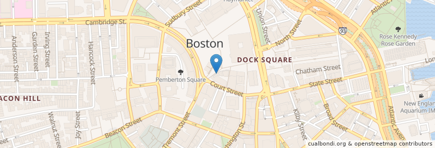Mapa de ubicacion de Dunkin' Donuts en Verenigde Staten, Massachusetts, Suffolk County, Boston.