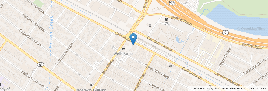 Mapa de ubicacion de First Republic Bank en 미국, 캘리포니아주, San Mateo County, Burlingame.