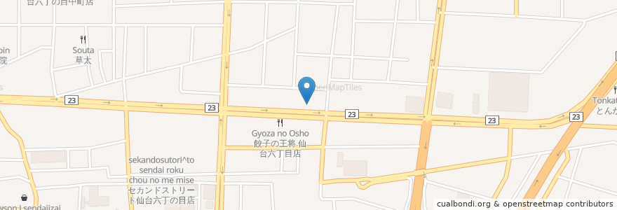 Mapa de ubicacion de お好み焼き 田よし 雫 六丁の目店 en 日本, 宮城県, 仙台市, 若林区.