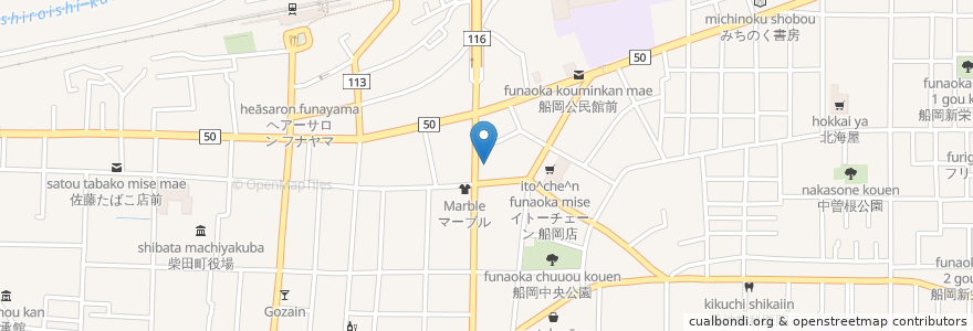 Mapa de ubicacion de おけいラーメン en اليابان, 宮城県, 柴田郡, 柴田町.