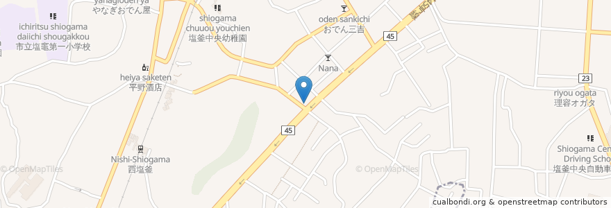 Mapa de ubicacion de アースサポート宮城 en 日本, 宮城県, 塩竈市.