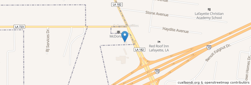 Mapa de ubicacion de Whataburger en Amerika Syarikat, Louisiana, Lafayette Parish, Lafayette.