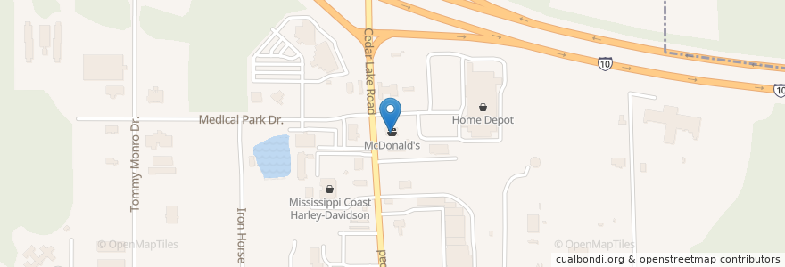 Mapa de ubicacion de McDonald's en الولايات المتّحدة الأمريكيّة, مسيسيبي, Harrison County, Biloxi.