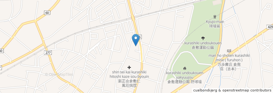Mapa de ubicacion de 心和寺 en اليابان, 岡山県, 倉敷市.