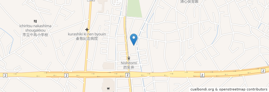 Mapa de ubicacion de 天満宮 en اليابان, 岡山県, 倉敷市.