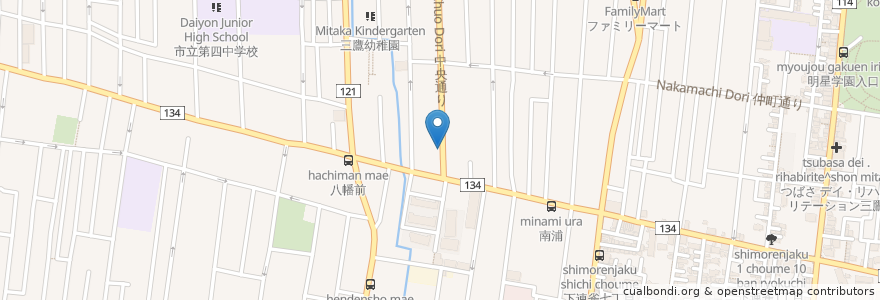 Mapa de ubicacion de Granada en 일본, 도쿄도, 三鷹市.