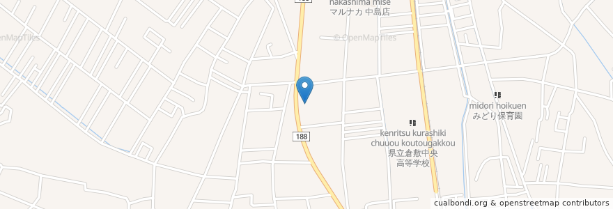 Mapa de ubicacion de 名物うどん 横田 en 日本, 岡山県, 倉敷市.