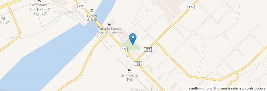 Mapa de ubicacion de 薬王堂 むつ下北店 en Japón, Prefectura De Aomori, むつ市.