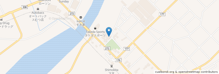 Mapa de ubicacion de 下北バル en اليابان, محافظة آوموري, むつ市.