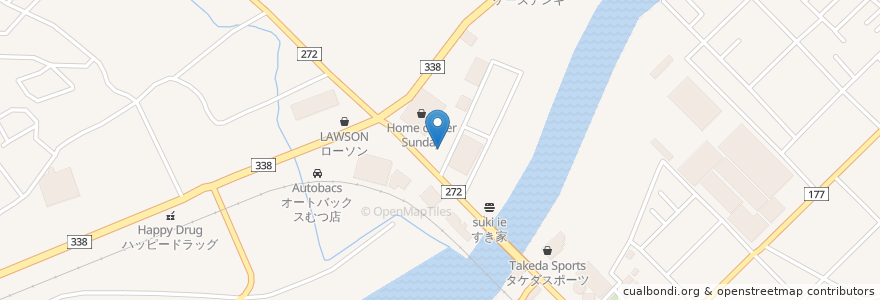 Mapa de ubicacion de 麺屋鈴 中央店 en 일본, 아오모리현, むつ市.