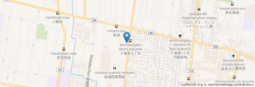 Mapa de ubicacion de みなみうら生協診療所 en Japón, Tokio, Mitaka.