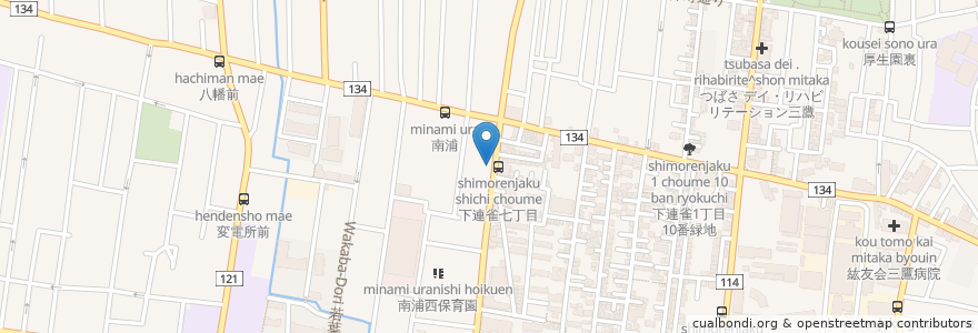 Mapa de ubicacion de 連雀通り薬局 en ژاپن, 東京都, 三鷹市.