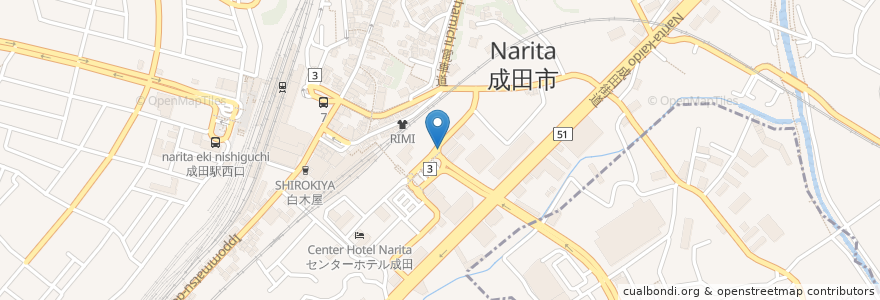Mapa de ubicacion de 鉄建バス発着所 en 일본, 지바현, 나리타 시.