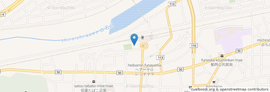 Mapa de ubicacion de 船岡駅南駐輪場 en Japan, Miyagi Prefecture, Shibata County, Shibara.