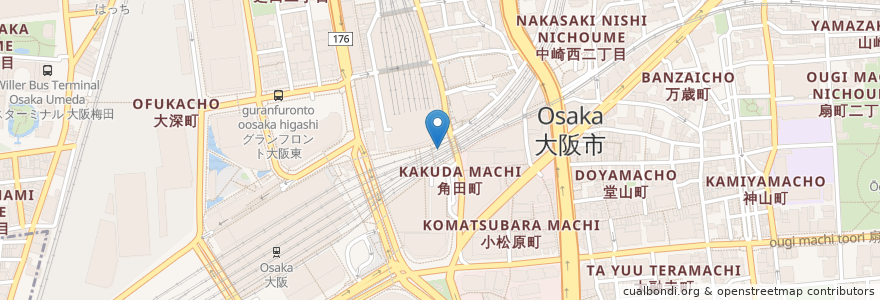 Mapa de ubicacion de あらうま道 en Japonya, 大阪府, 大阪市, 北区.