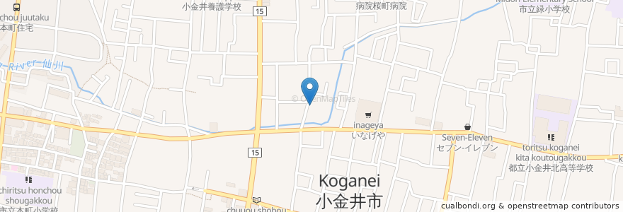 Mapa de ubicacion de 小金井福音キリスト教会 en 日本, 東京都, 小金井市.