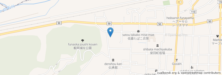 Mapa de ubicacion de 第１区集会所 en Japan, Miyagi Prefecture, Shibata County, Shibara.