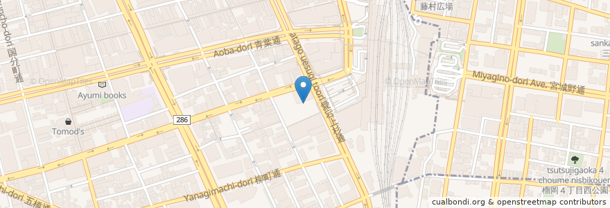 Mapa de ubicacion de 鼎's en 日本, 宮城県, 仙台市, 青葉区.
