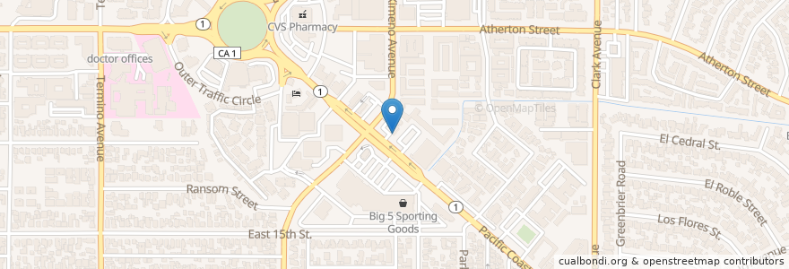 Mapa de ubicacion de Starbucks en United States, California, Los Angeles County, Long Beach.