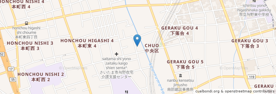 Mapa de ubicacion de ゆめいろ保育園 en 日本, 埼玉县, 埼玉市, 中央区.