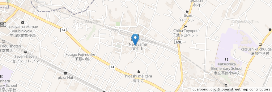 Mapa de ubicacion de 羽黒神社 en 日本, 千葉県, 船橋市.