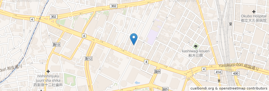 Mapa de ubicacion de 炭火焼専門食処 白銀屋 en اليابان, 東京都, 新宿区.