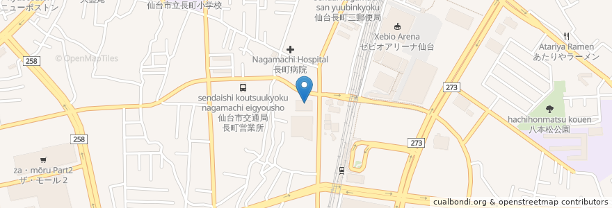 Mapa de ubicacion de ひょうたん en 日本, 宮城県, 仙台市, 太白区.