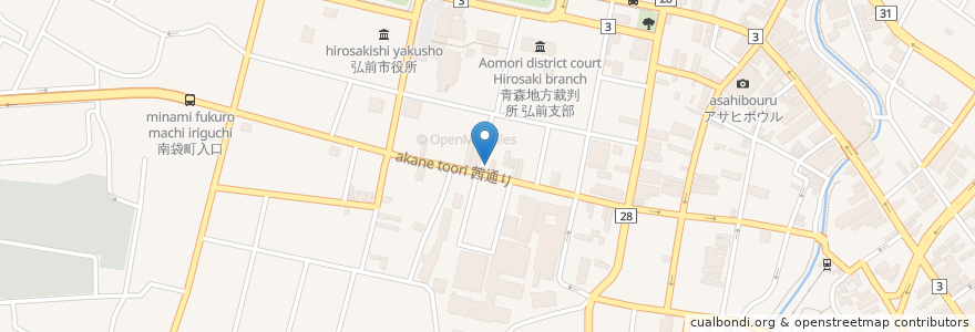 Mapa de ubicacion de りんごのき薬局 en 日本, 青森県, 弘前市.