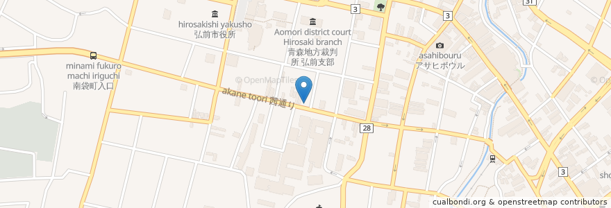 Mapa de ubicacion de ひまわり薬局 en 日本, 青森県, 弘前市.