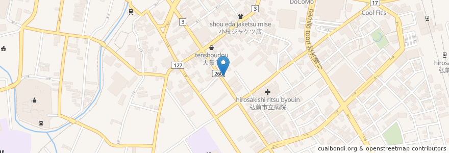 Mapa de ubicacion de Pizza Hut en اليابان, محافظة آوموري, 弘前市.