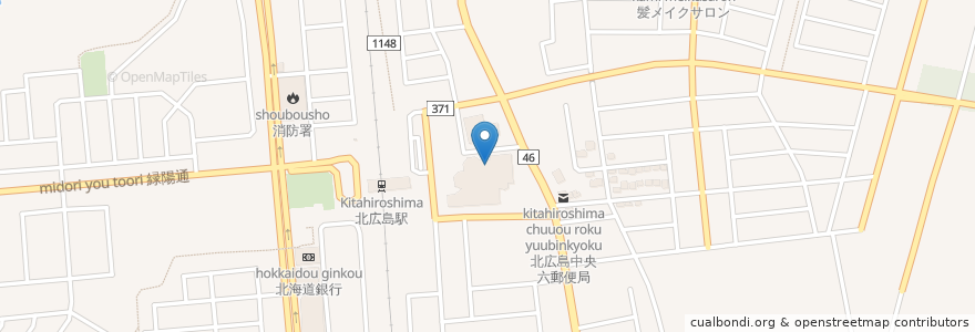 Mapa de ubicacion de 北広島市芸術文化ホール en Япония, Хоккайдо, Округ Исикари, 北広島市.