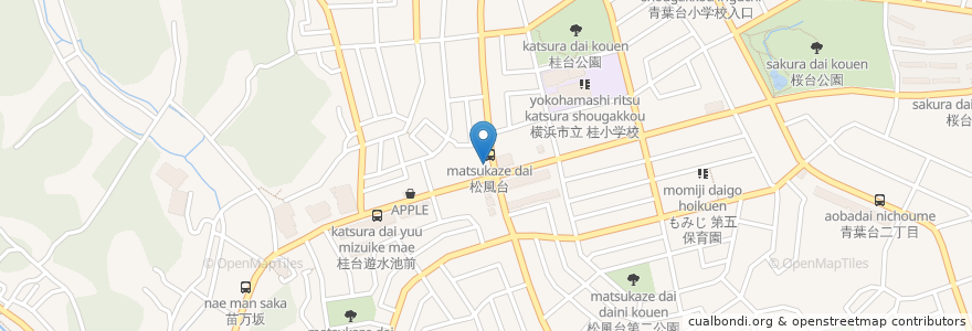 Mapa de ubicacion de きゃべとん ラーメン en 일본, 가나가와현, 요코하마시, 青葉区.