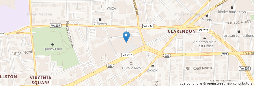 Mapa de ubicacion de George Mason University en États-Unis D'Amérique, Virginie, Arlington County, Arlington.