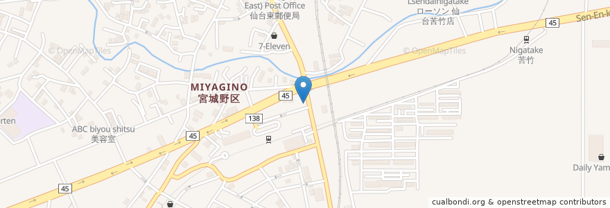 Mapa de ubicacion de Eikō Seminar en Japan, Miyagi Prefecture, Sendai, Miyagino Ward.