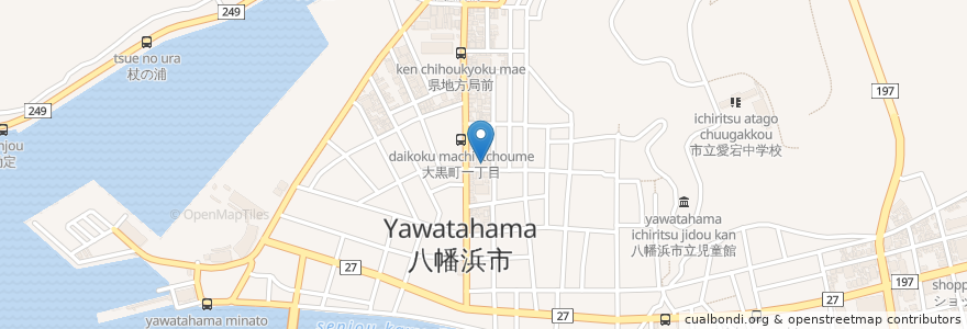 Mapa de ubicacion de 伊予銀行 en Japan, Präfektur Ehime, 八幡浜市.