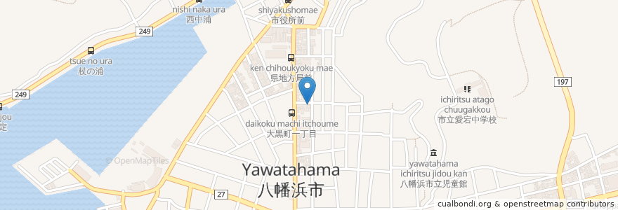 Mapa de ubicacion de たる源 en اليابان, 愛媛県, 八幡浜市.