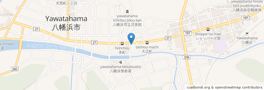 Mapa de ubicacion de 伊予銀行 en اليابان, 愛媛県, 八幡浜市.