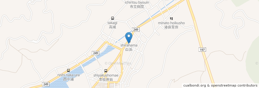 Mapa de ubicacion de しらはま薬局 en ژاپن, 愛媛県, 八幡浜市.