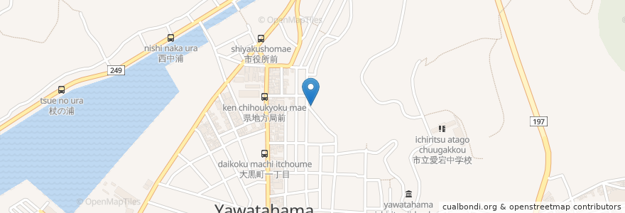 Mapa de ubicacion de 愛花亭 en Japonya, 愛媛県, 八幡浜市.