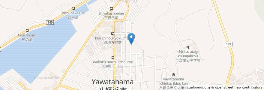 Mapa de ubicacion de 本田眼科 en 日本, 愛媛県, 八幡浜市.