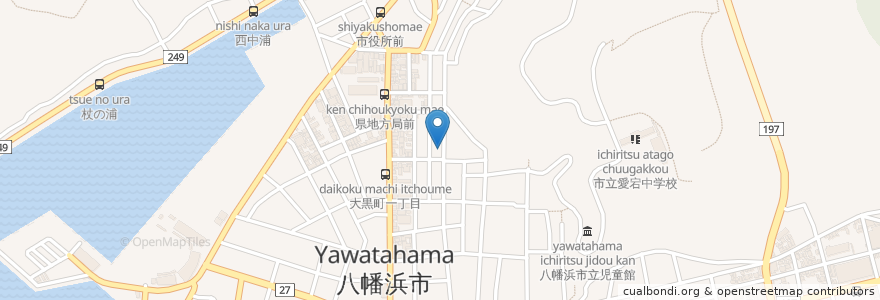 Mapa de ubicacion de 田中薬局 en 日本, 愛媛県, 八幡浜市.