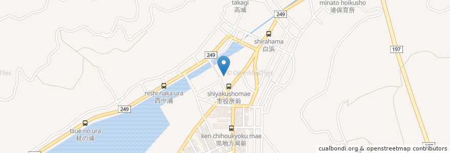 Mapa de ubicacion de みなと湯 en Japan, Präfektur Ehime, 八幡浜市.